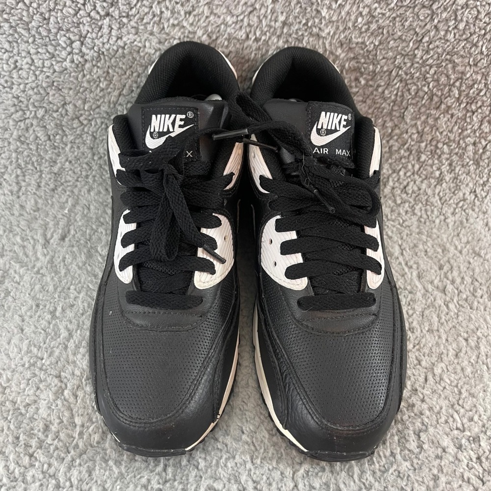 VTG 2008 Nike Air Max 90 Mens 8.5 Black White Leather Retro Shoes 309299-994 - Picture 2 of 9